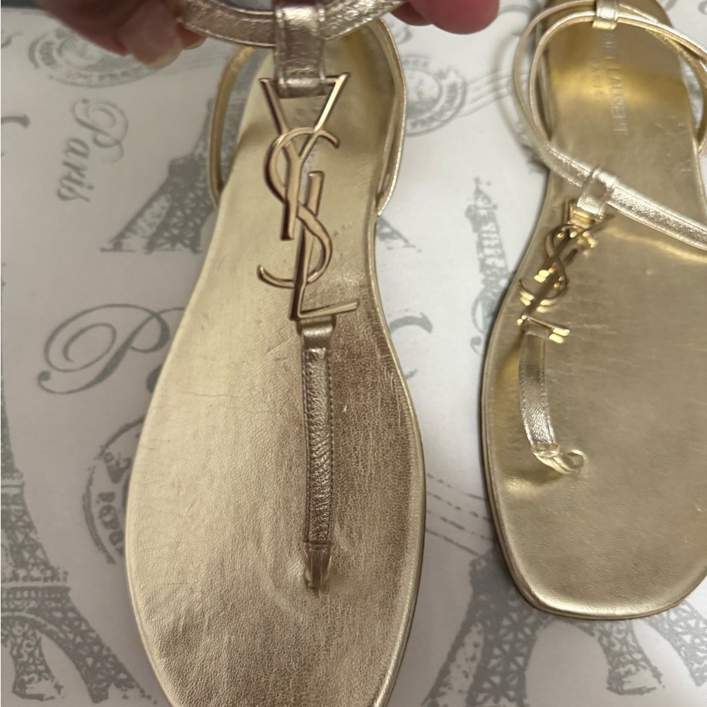 Yves Saint Laurent Metallic Gold Sandals